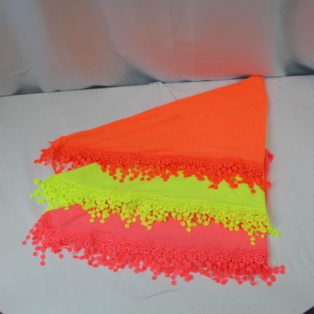 Neon Crochet Trim Swim Coverup - Bright Orange, Pink & Yellow